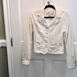 Nori Cream Colored Corduroy Waist Length Jacket with Great Buttons